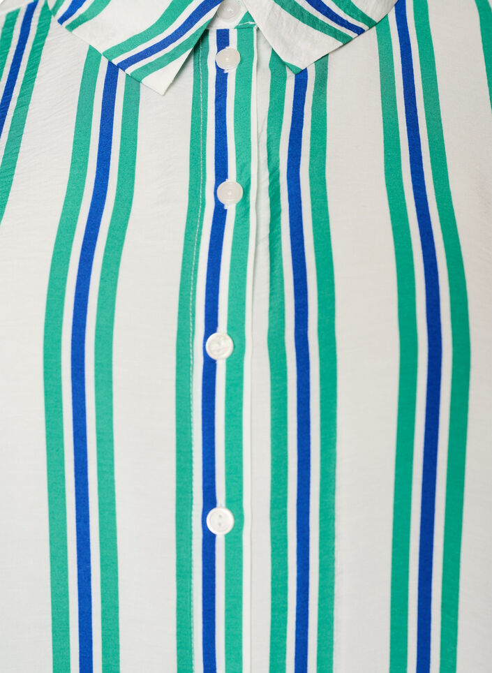 Chemise &agrave; rayures en viscose &agrave; manches courtes, Vanille, Packshot image number 2