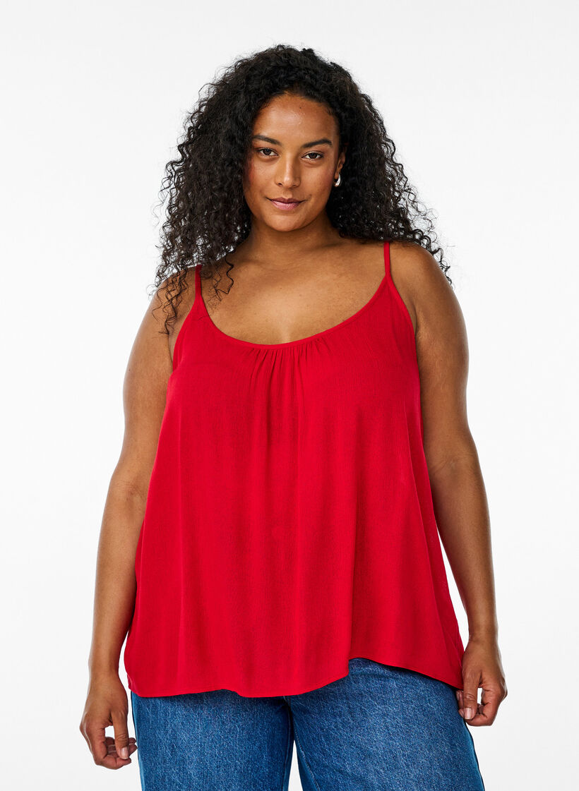 Strap top in viscose, Rood, Model image number 0
