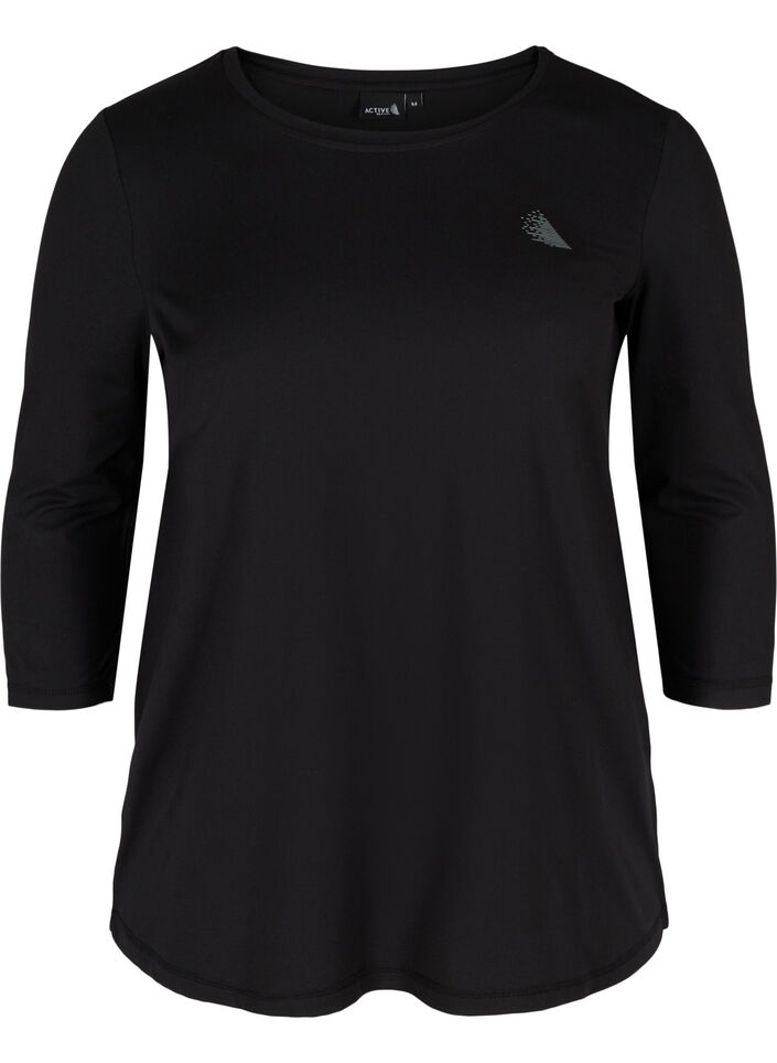 Sporttop met 3/4 mouwen, Zwart, Packshot image number 0