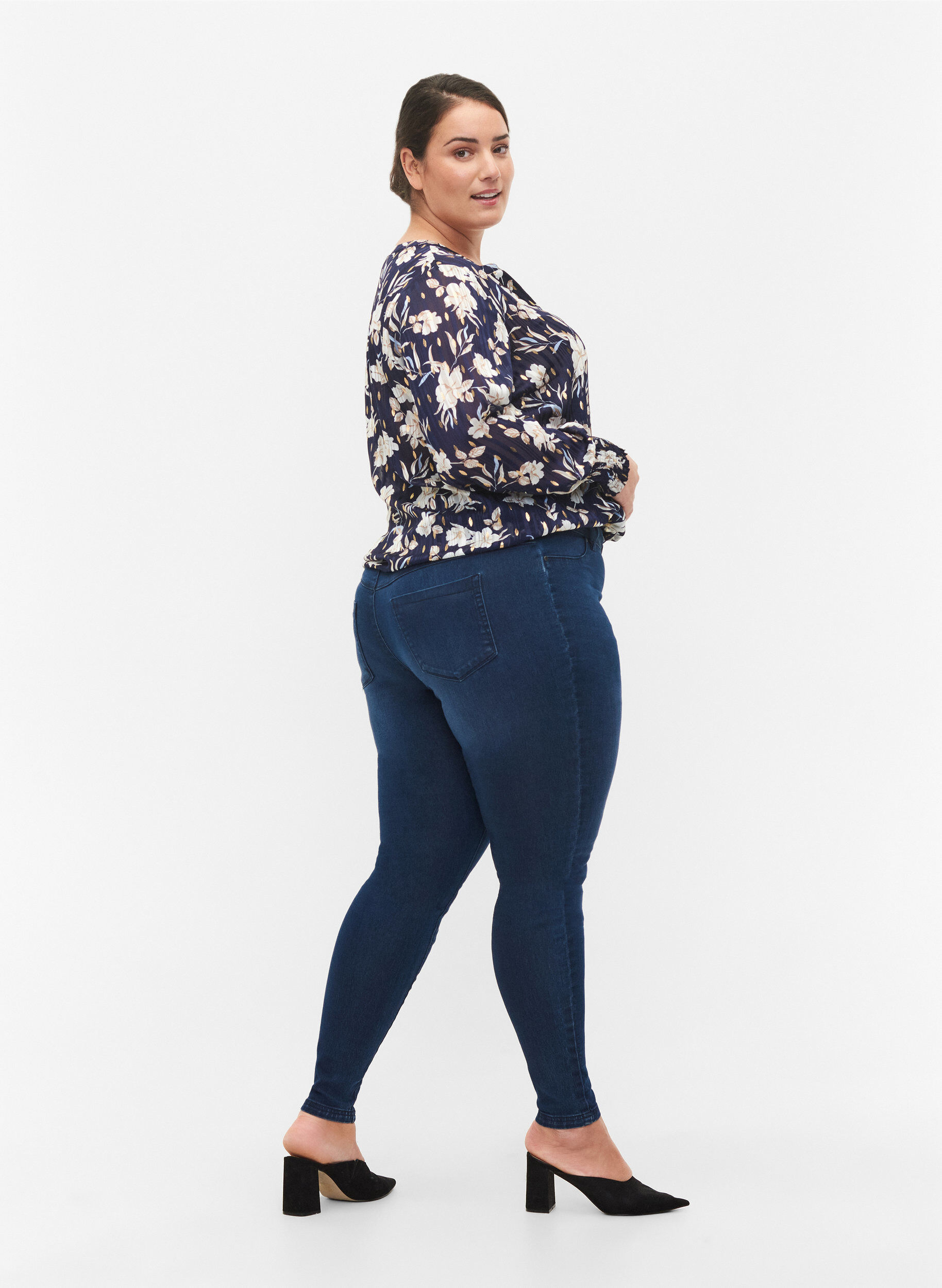 ZizziJeggings van katoenmix, Dark blue denim, Model image number 1