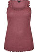 Geribde top met kanten afwerking, Rood, Packshot image number 0