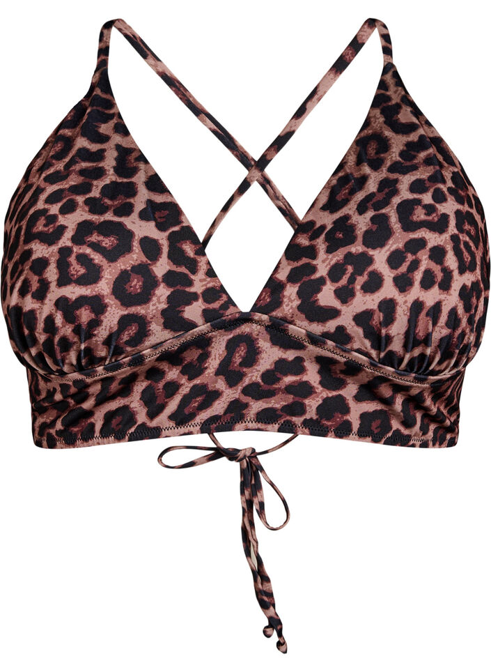 Luipaard bikini top met striksluiting aan de achterkant, Leopard AOP, Packshot