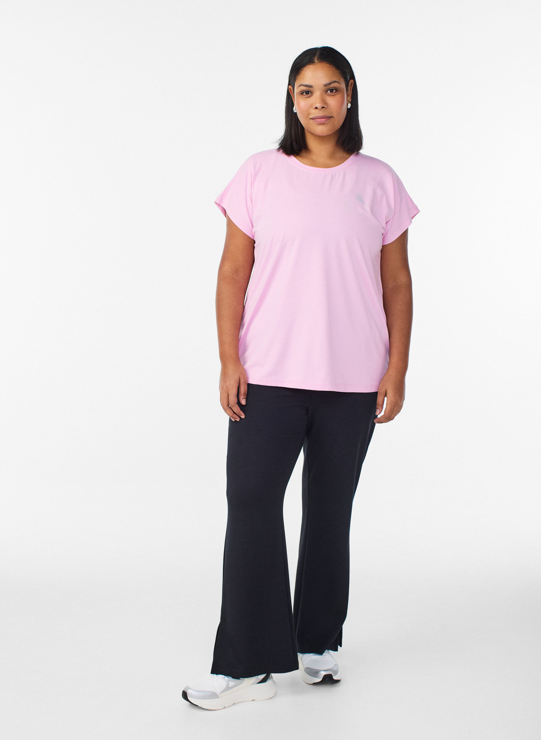 Zizzi T-shirt de sport couleur unie, Rose, Model image number 1
