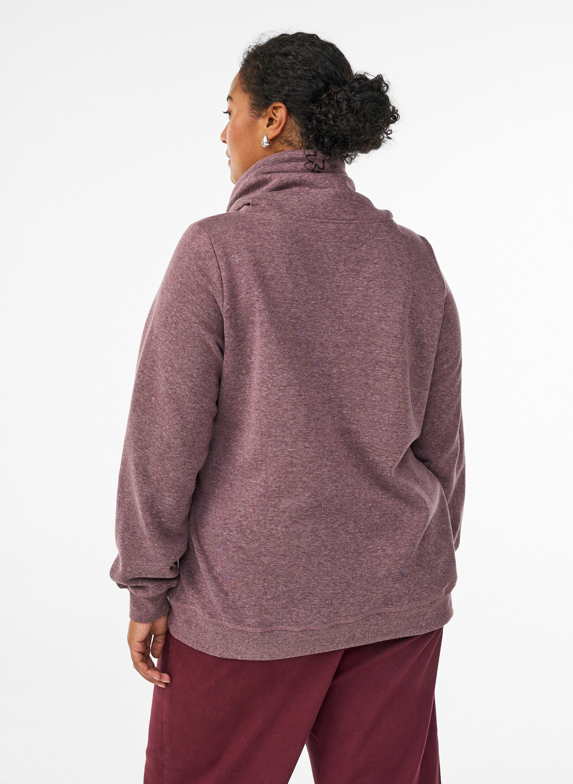 ZizziSweatshirt met hoge kraag en zakken, Rood, Model image number 2