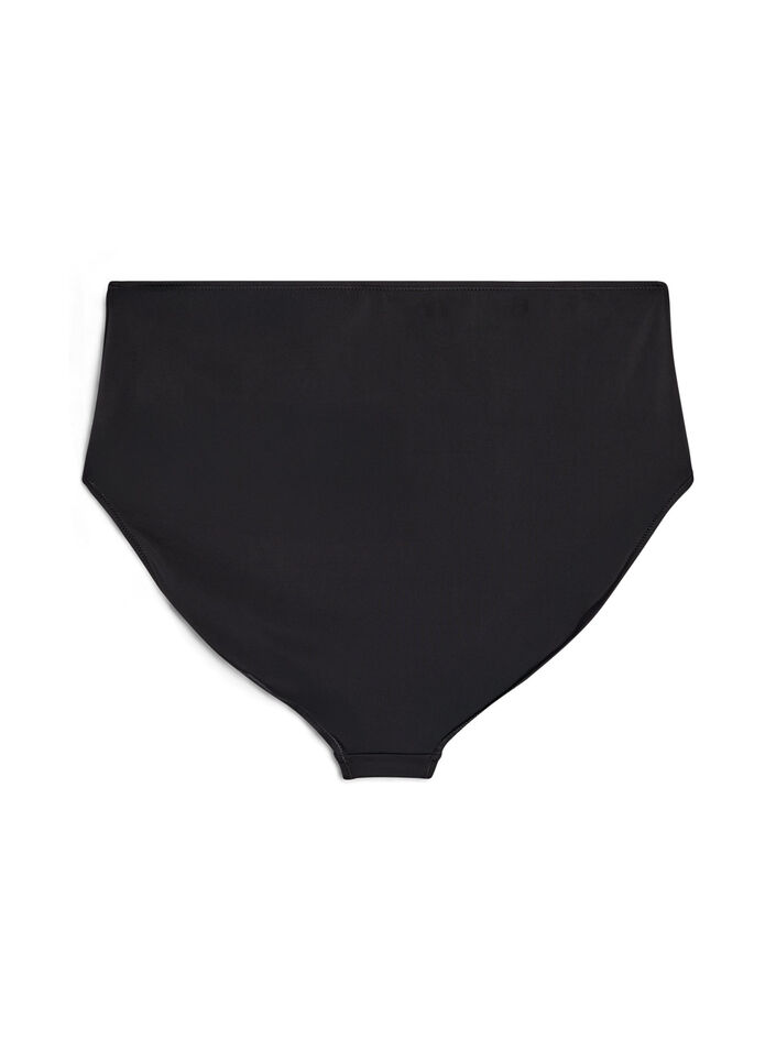 Solidkleurige high-waist bikinibroekje, Zwart, Packshot image number 1