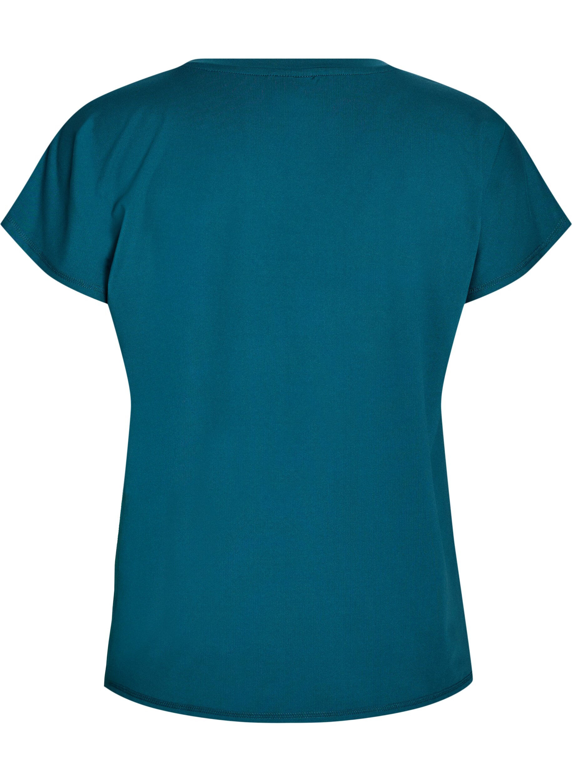 Zizzi T-shirt de sport ample avec col en v, Vert fonc&eacute;, Packshot image number 1