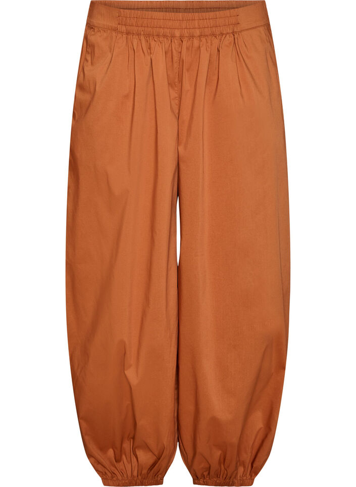 Ballonbroek met zakken en een elastische tailleband, Bruin, Packshot image number 0
