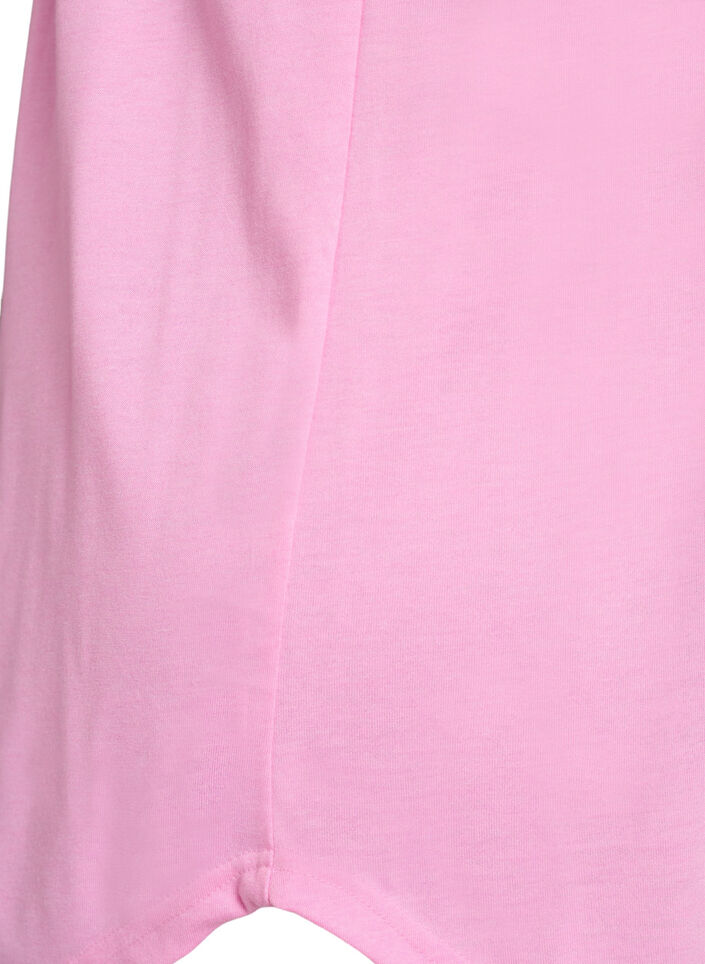 Nachtjapon met korte mouwen en tekstopdruk, Roze, Packshot image number 3