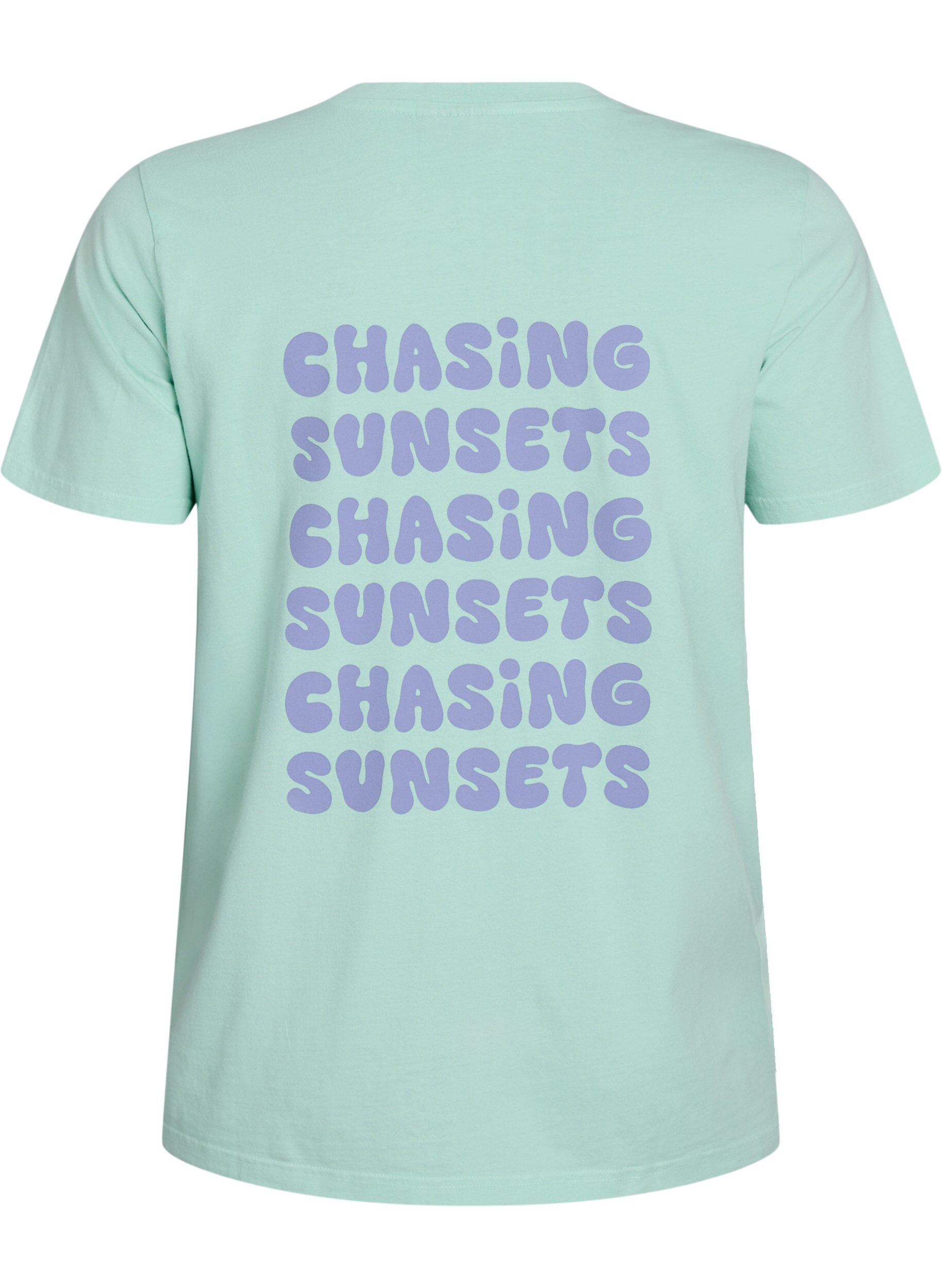 ZizziT-shirt van biologisch katoen met print op de rug, Groen, Packshot image number 1