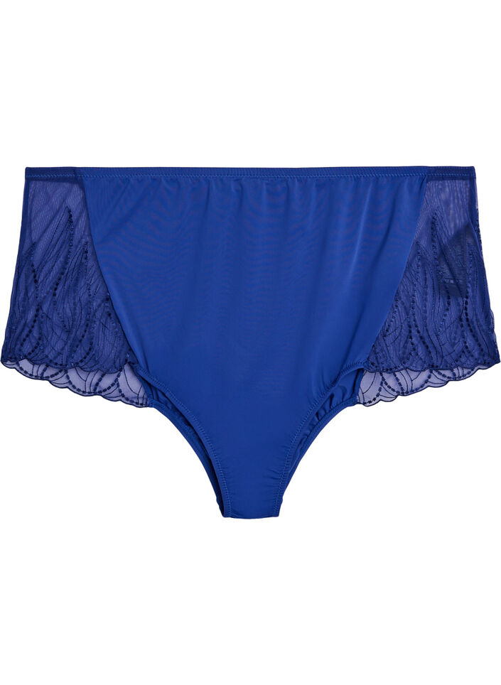 Microvezel hipster panties met kanten zijkanten, Blauw, Packshot