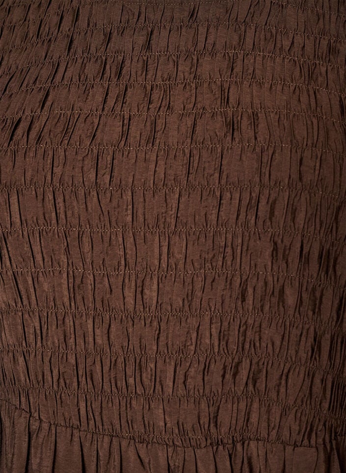 Midi-jurk van viscose met smockwerk, Bruin, Packshot image number 2