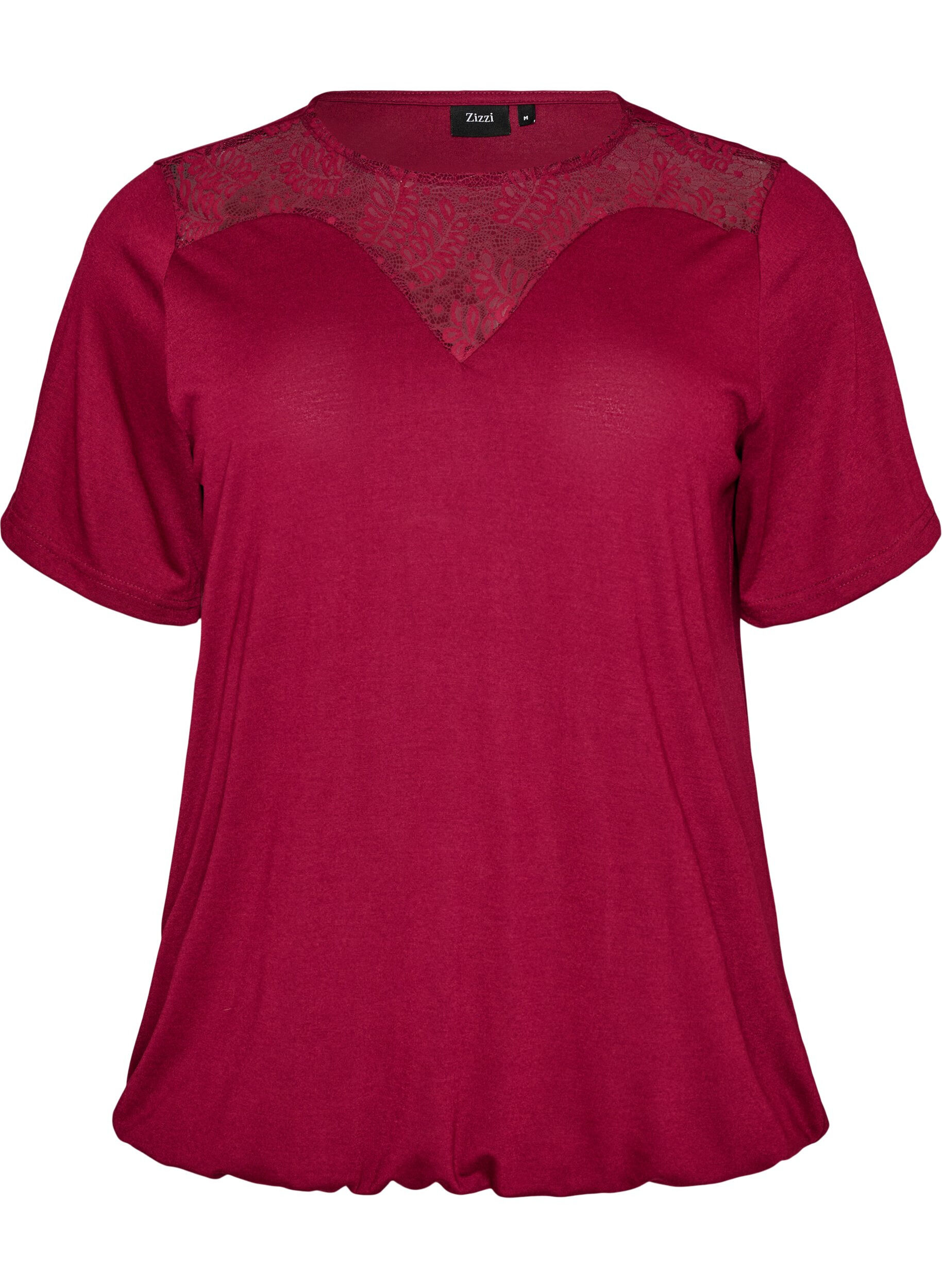 Blouse met kanten inzetstuk en ballonmouwen