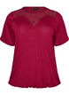 Blouse met kanten inzetstuk en ballonmouwen, Rood, Packshot image number 0