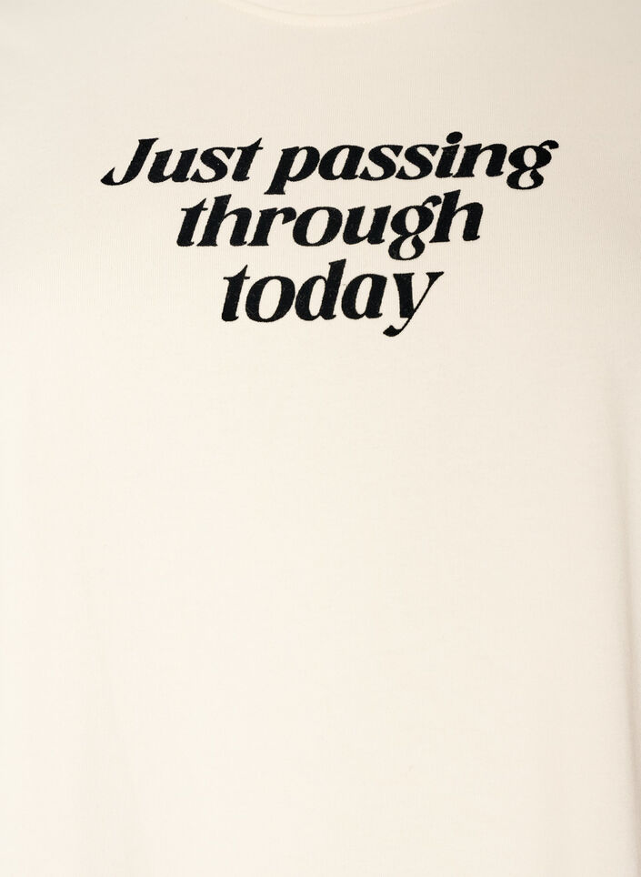 Katoenen T-shirt met tekstprint, Wit, Packshot image number 2
