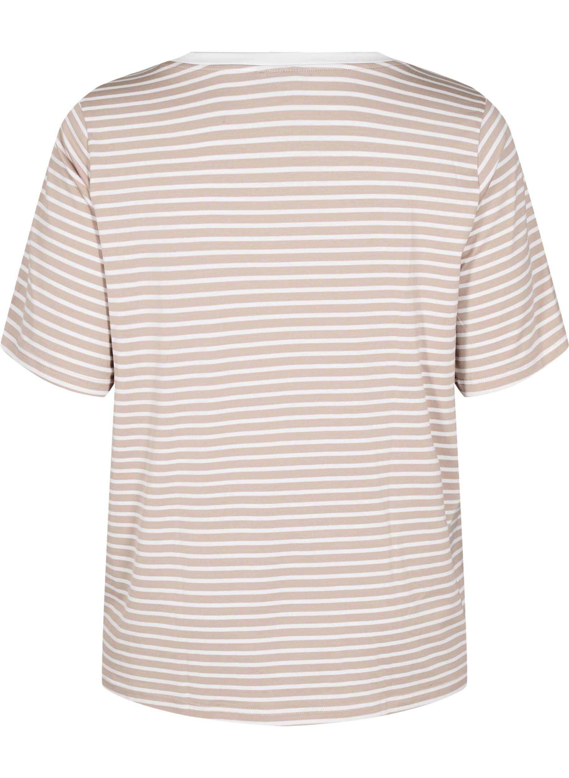 ZizziT-shirt met TENCEL&trade; Lyocell en strepen, Beige, Packshot image number 1