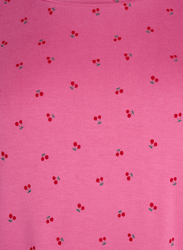Pyjama T-shirt in viscose met all-over print, Roze, Packshot image number 2