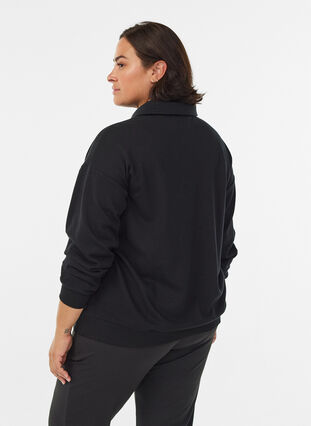 ZizziSporty sweatshirt met kraag, Black, Model image number 1