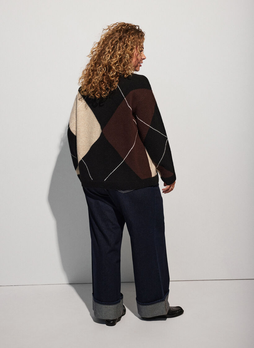 Breisel met harlekijnpatroon, Zwart, Model image number 2