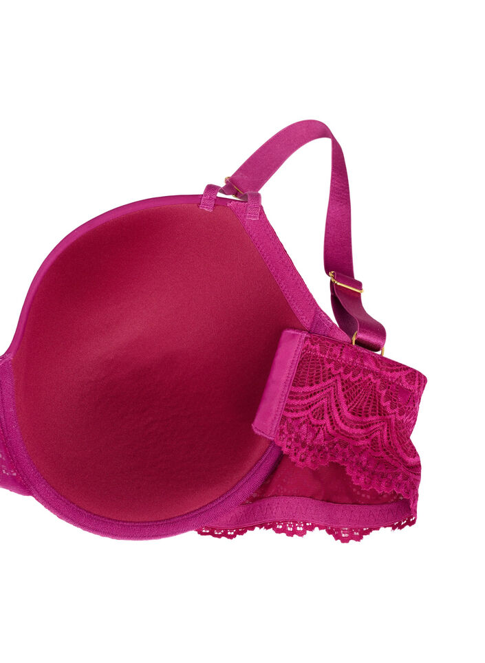 Voorgevormde Bh met kanten kantpatroon, Boysenberry, Packshot