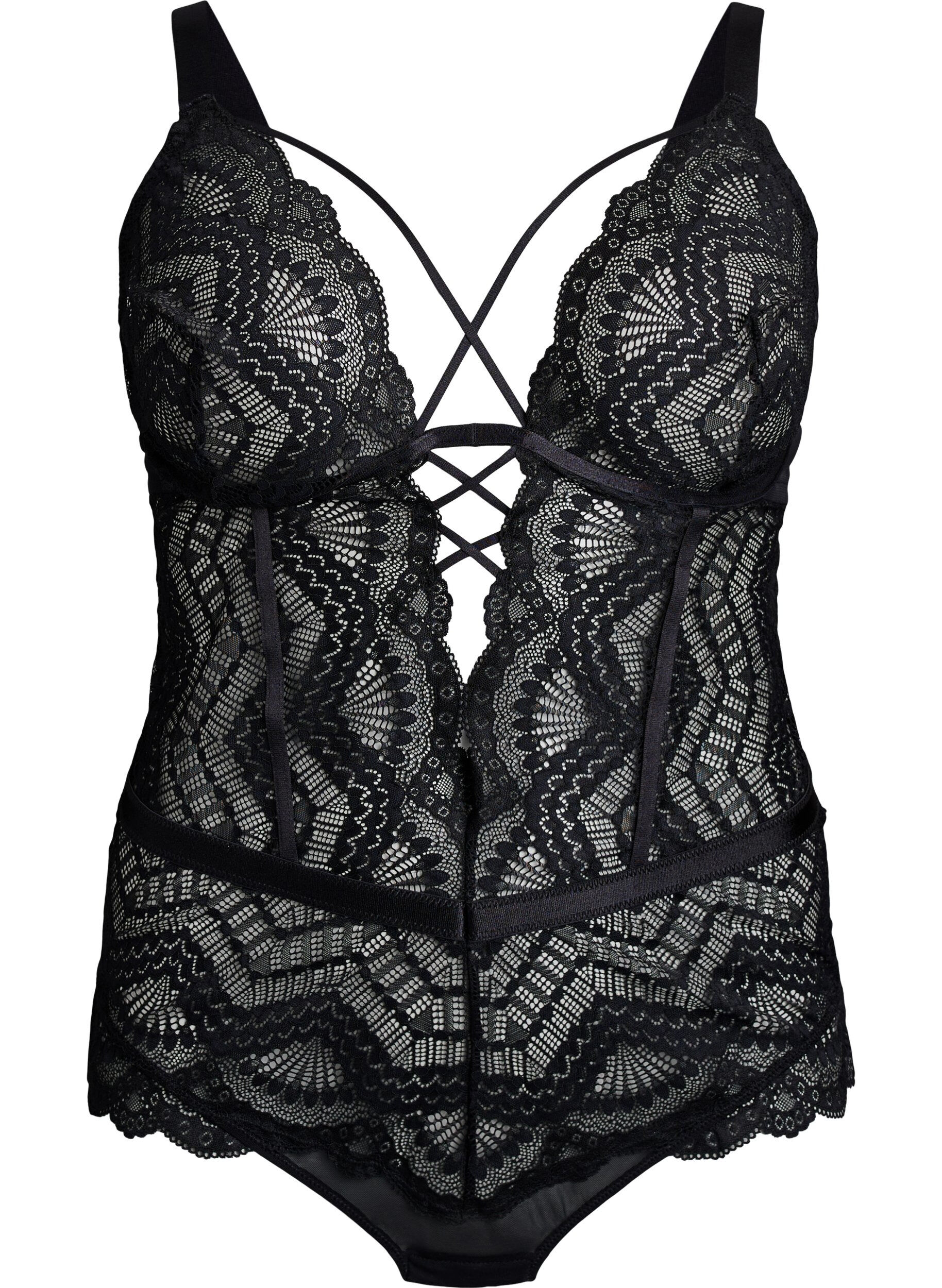 Kantbody met vetersluitingdetails