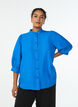 Blouse met 3/4 mouwen en decoratieve plooien, Blauw, Model image number 0