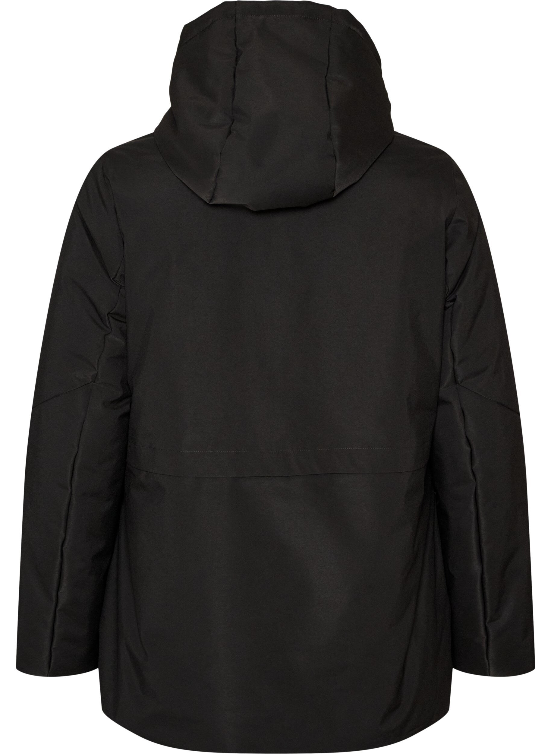 ZizziWinterjas met capuchon en verstelbare taille, Zwart, Packshot image number 1