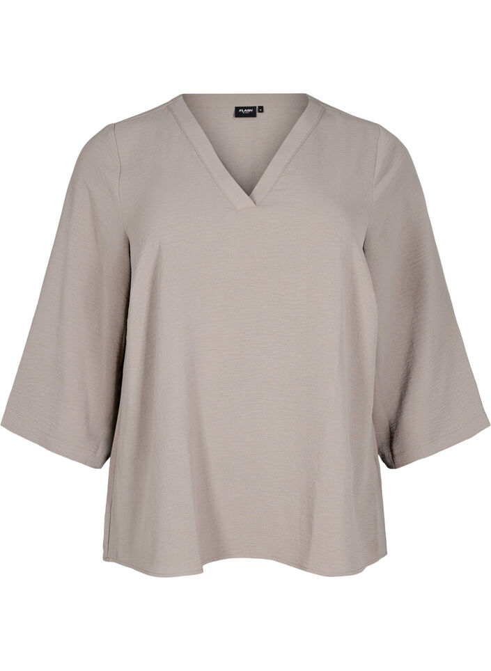 Blouse met 3/4 mouwen, Beige, Packshot image number 0