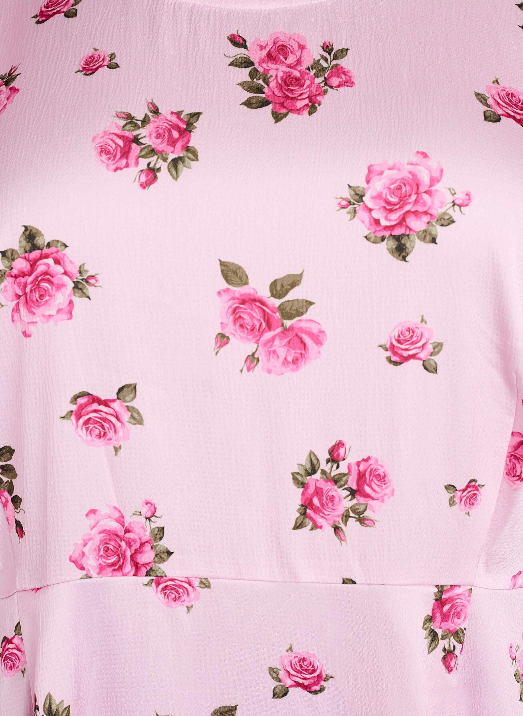 ZizziMidi-jurk met bloemen en pofmouwen, Roze, Packshot image number 2