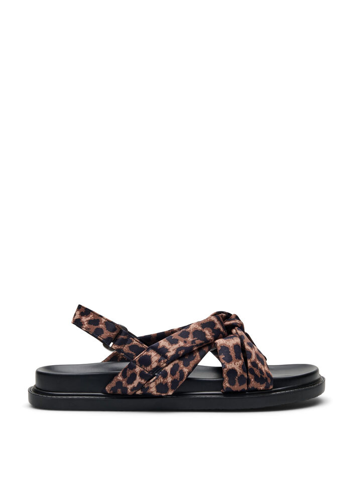 Wide fit - Sandal met knoopdetail, Leopard AOP, Packshot