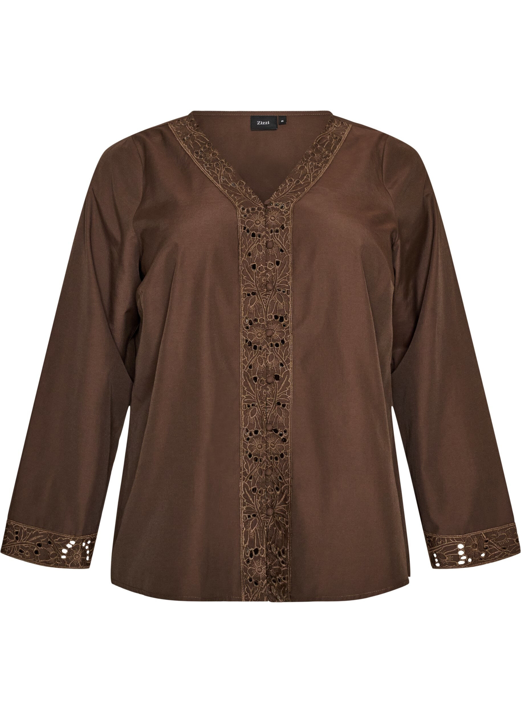 Blouse met broderie anglaise
