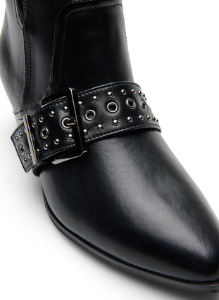 ZizziWide fit - Leren enkellaars met riem en studs, Black, Packshot image number 3