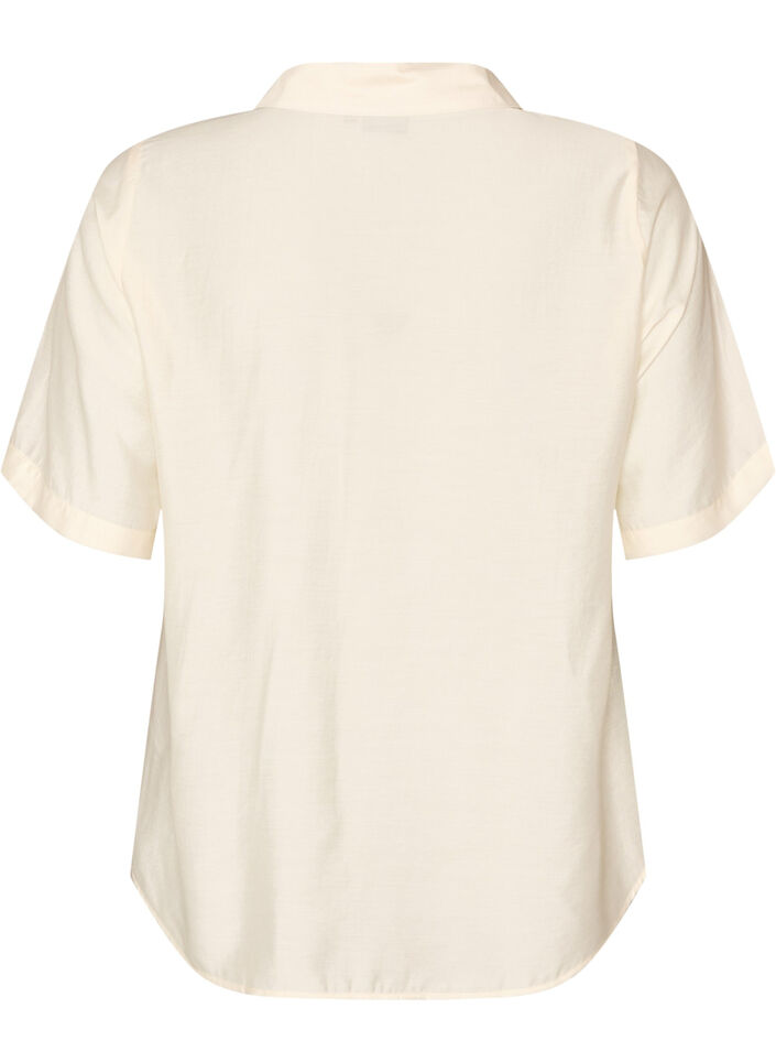 Blouse met ellebooglange mouwen en bloemenaccenten, Beige, Packshot