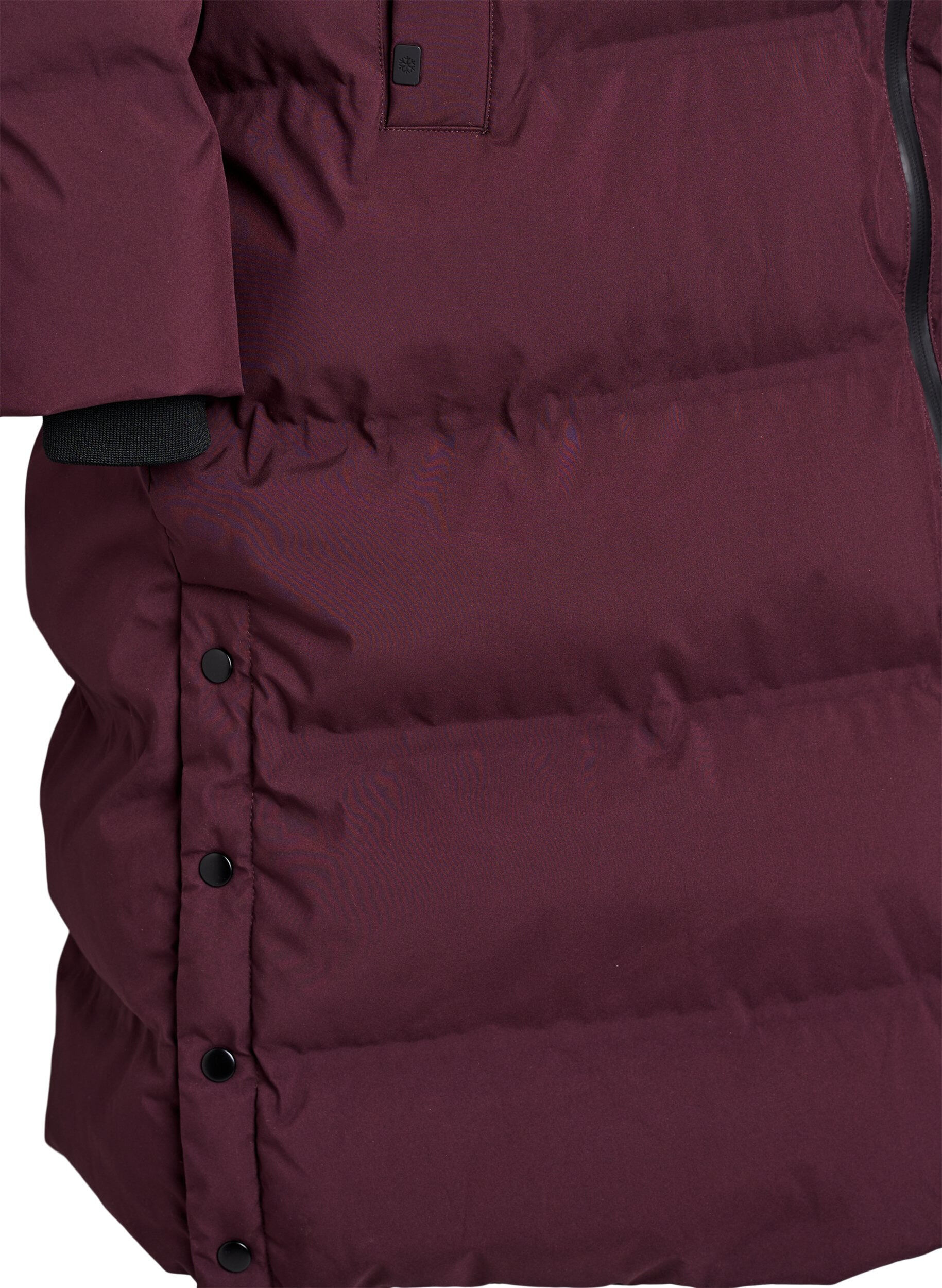 ZizziLange puffer winterjas met capuchon, Donker Bordeaux, Packshot image number 3