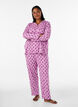 Katoenen pyjamabroek met hoge taille, Roze, Model image number 0