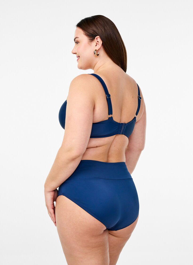 Bikini top met beugel en plooien, Blauw, Model image number 1