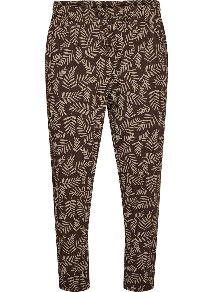 Katoenen pyjamabroek met print, Bruin, Packshot image number 0