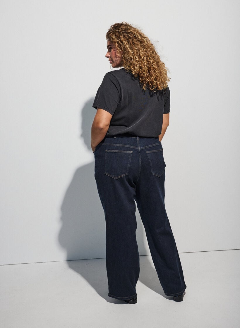 T-shirt met hondenprint en gewassen look, Grijs, Model image number 2
