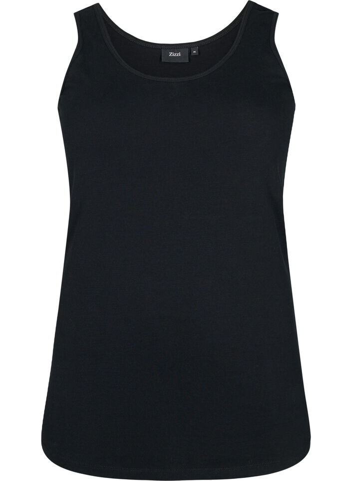 Effen gekleurd basic top in katoen, Zwart, Packshot image number 0