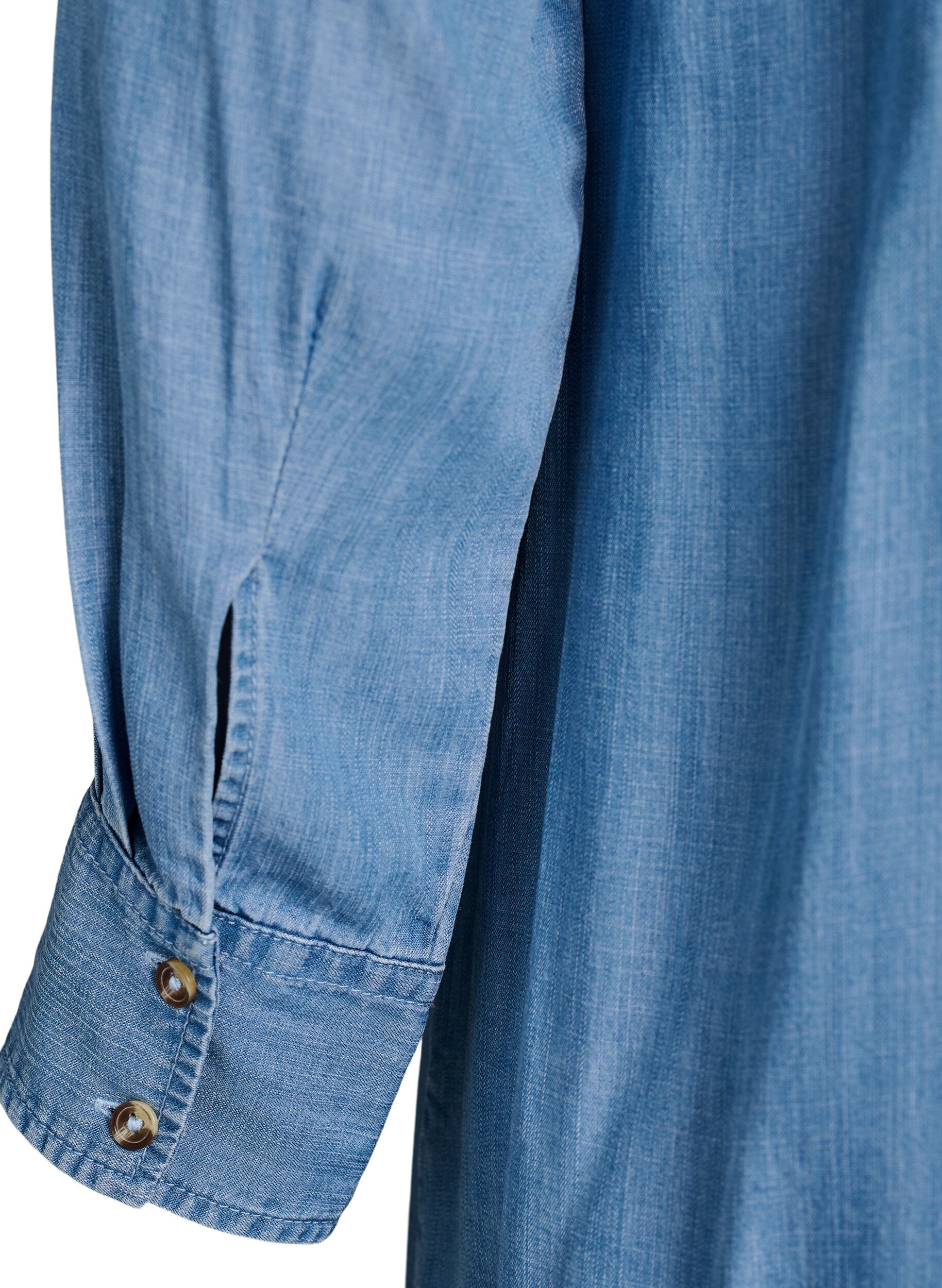 ZizziMidi overhemdjurk in zachte lyocell denim., Blauw, Packshot image number 4