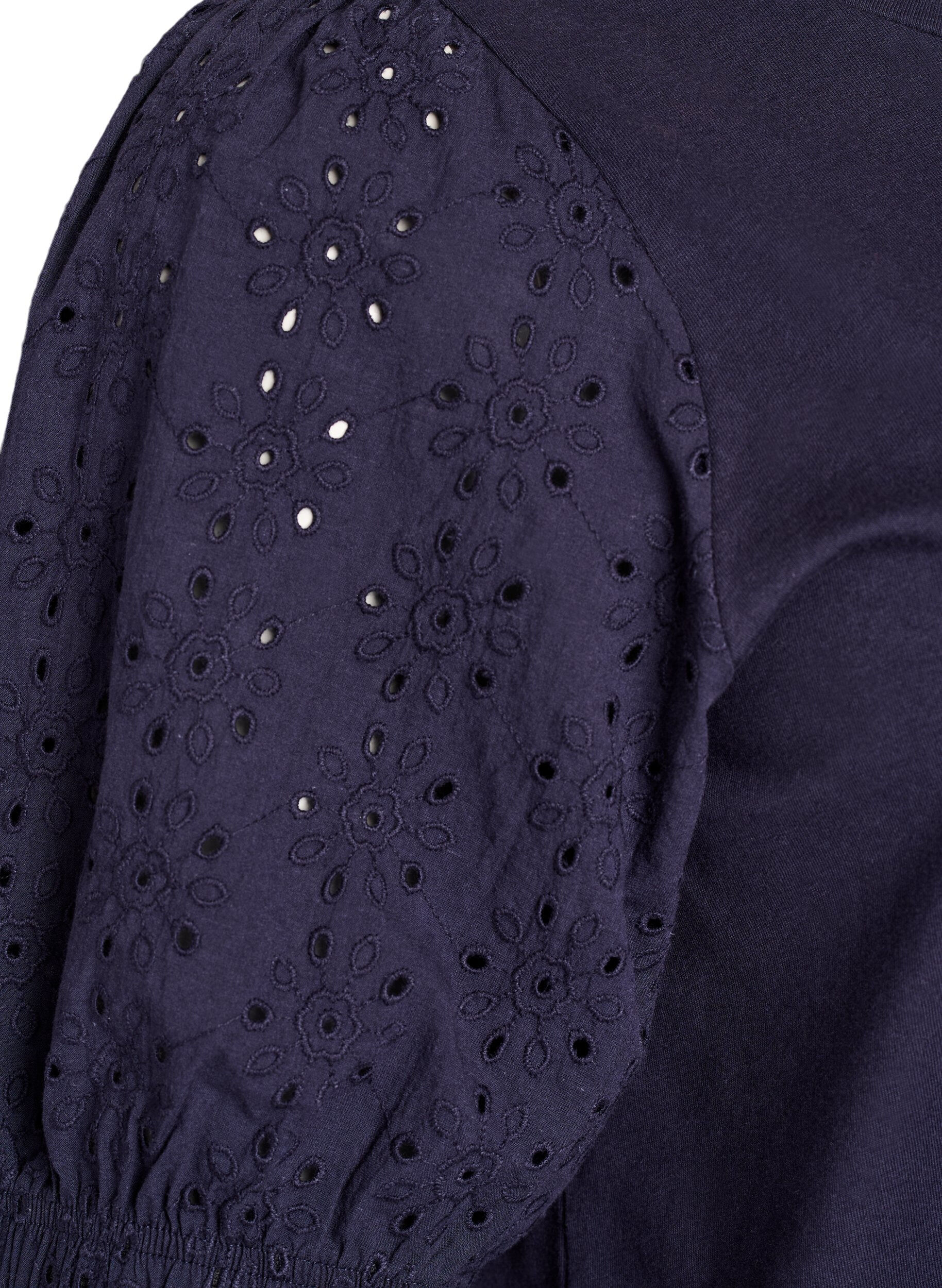 ZizziT-shirt met mouwen van broderie anglaise, Blauw, Packshot image number 3