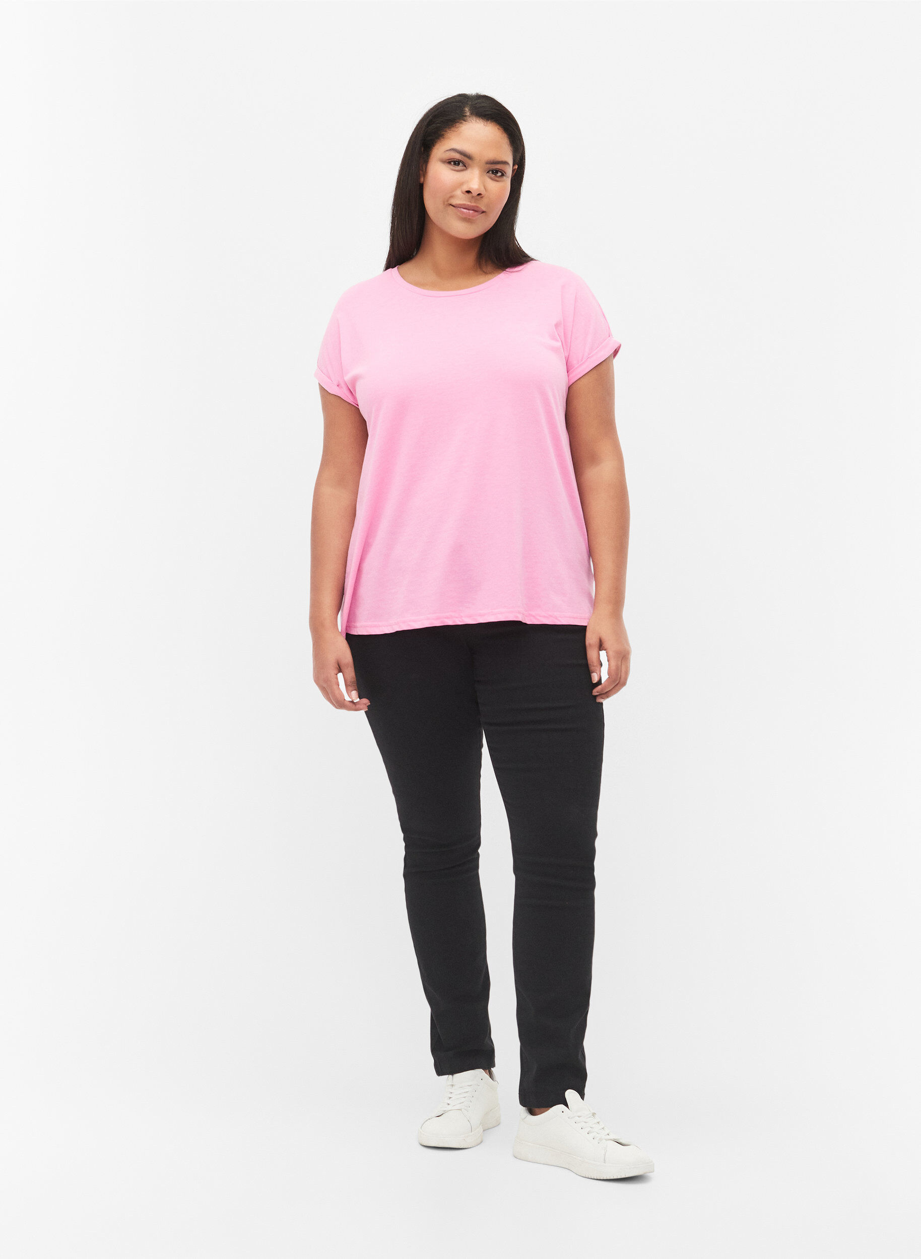 ZizziT-shirt met korte mouwen van katoenmix, Roze, Model image number 1