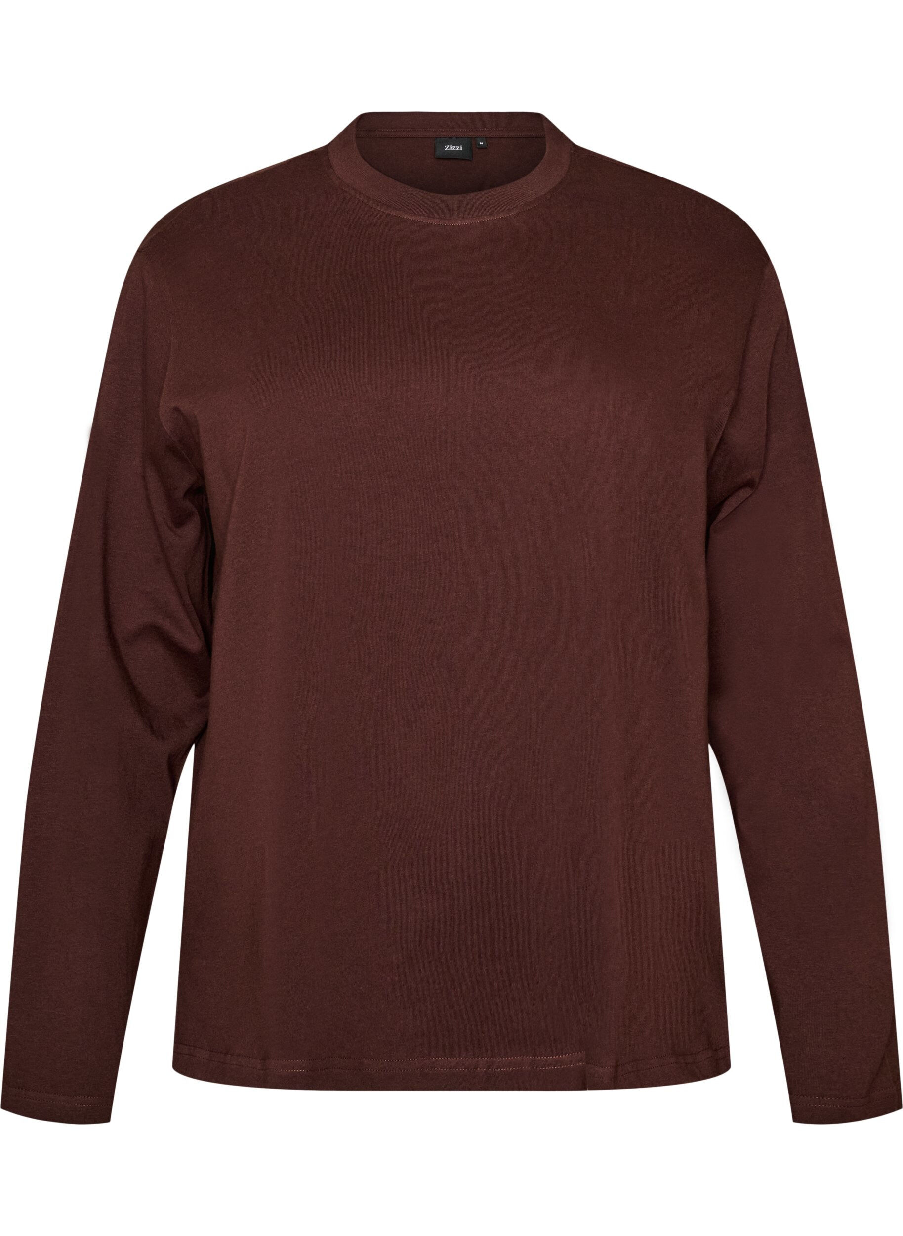 ZizziBasic T-shirt met lange mouwen, Bruin, Packshot image number 0