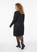 Jurk met strassteentjes en geschulpte randen, Zwart, Model image number 1