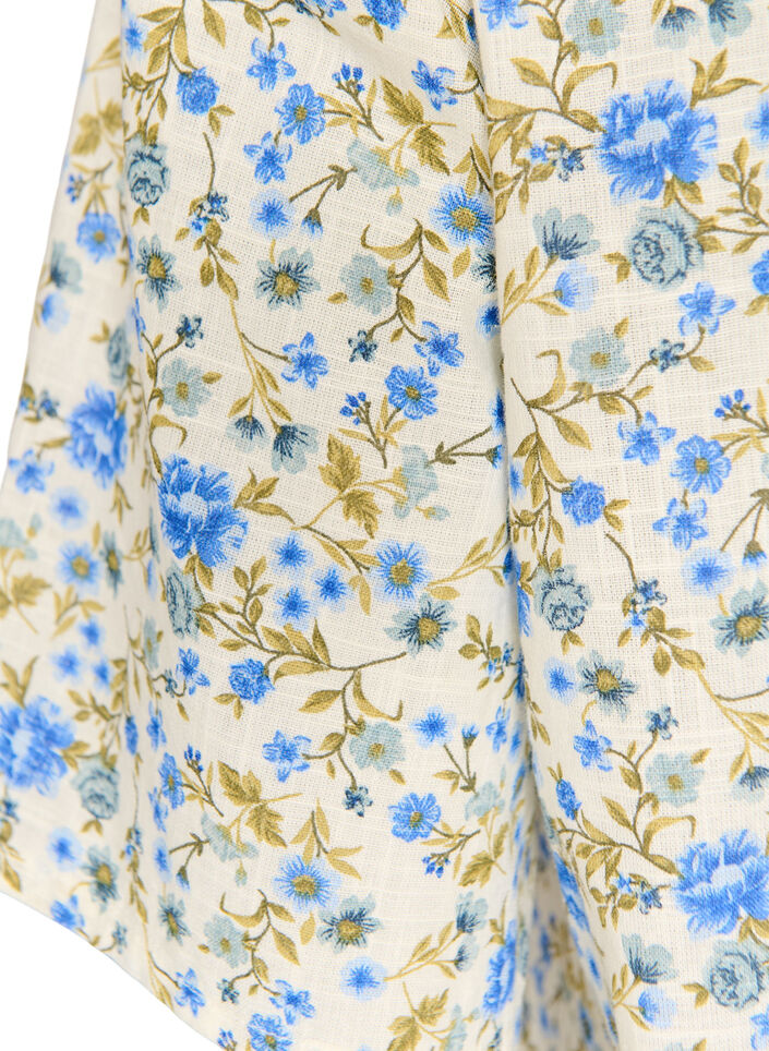 Katoenen shirt met korte mouwen en een V-hals, Blauw, Packshot