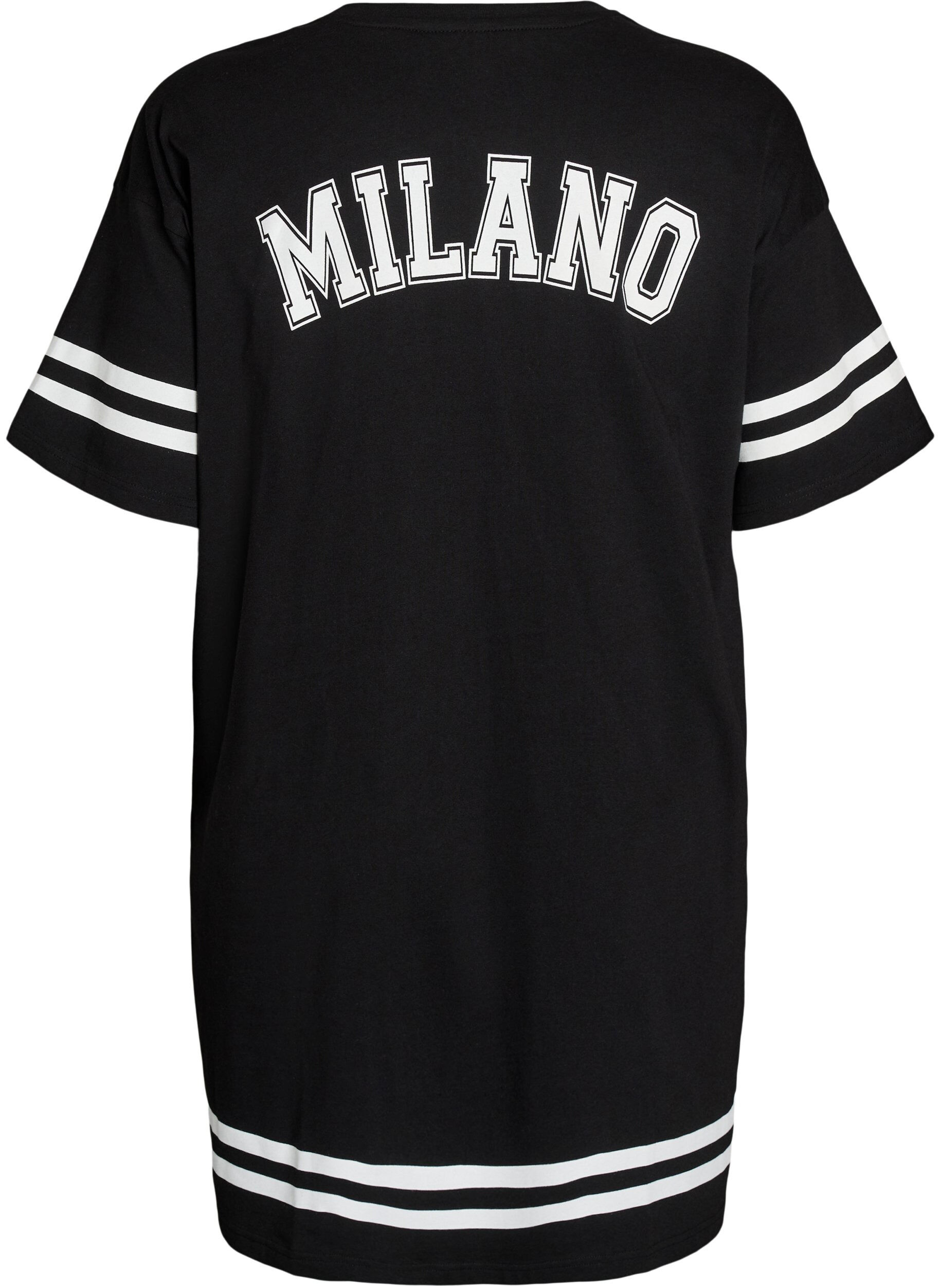 ZizziKort T-shirtjurkje met sportieve details, Zwart, Packshot image number 1