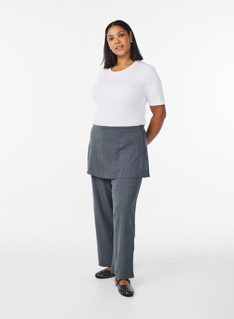 Straight-fit broek met rok, Grijs, Model image number 0