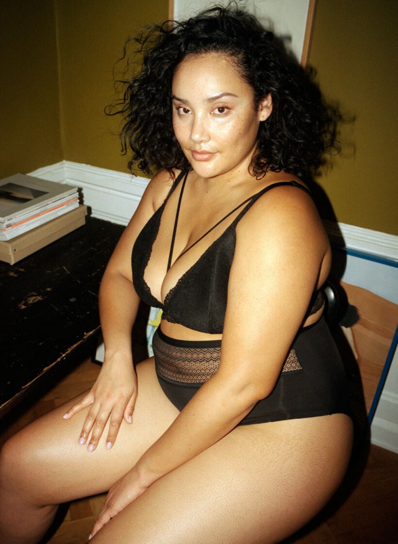 Kanten bh met koorddetails, Zwart, Image image number 0