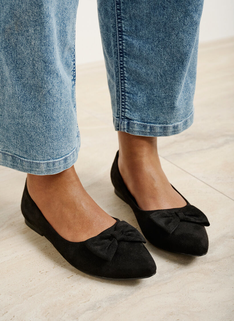 Ballerina met brede pasvorm en strik, Black, Image