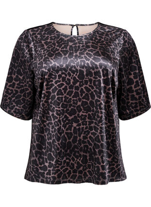ZizziVelourt-shirt met korte mouwen, Bruin, Packshot image number 0