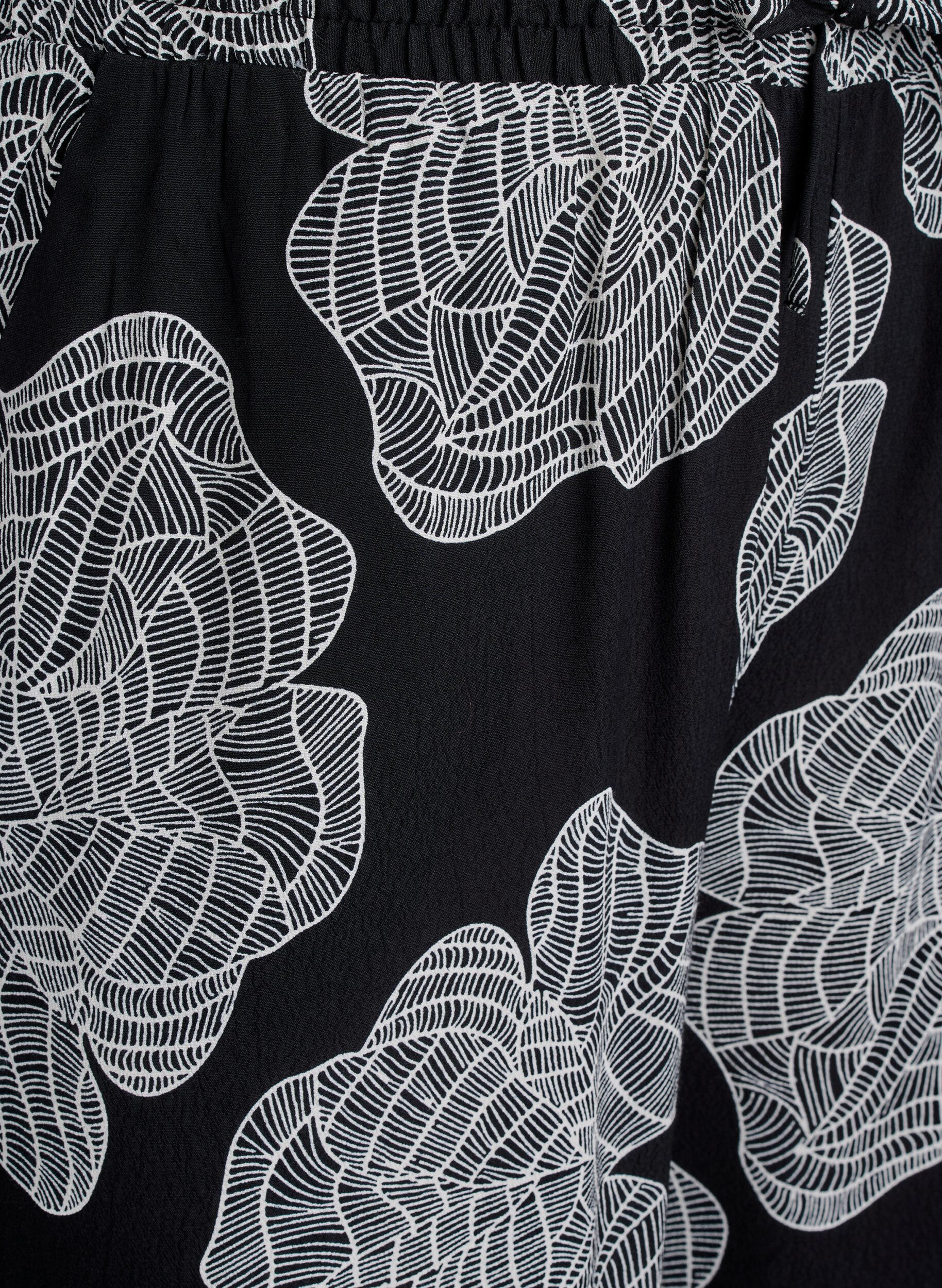 ZizziLosvallende viscose broek met print, Zwart, Packshot image number 2